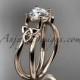 14kt rose gold diamond celtic trinity knot wedding ring, engagement ring CT7130
