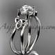 14kt white gold diamond celtic trinity knot wedding ring, engagement ring CT7130