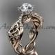 14kt rose gold diamond celtic trinity knot wedding ring, engagement ring CT7270