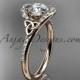 14kt rose gold diamond celtic trinity knot wedding ring, engagement ring CT7317