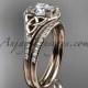 14kt rose gold diamond celtic trinity knot wedding ring, engagement set CT7126S