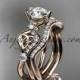 14kt rose gold celtic trinity knot engagement set, wedding ring CT768S