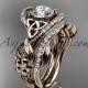 14kt rose gold diamond celtic trinity knot wedding ring, engagement set CT7211S