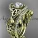 14kt yellow gold diamond celtic trinity knot wedding ring, engagement set CT7211S