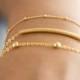 Satellite Dew Drop Dotted Bracelet, Gold / Silver, Layering Jewelry, LJ