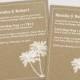 Printable Beach Wedding invitations template "Destination" YOU EDIT instant download invite white palm trees on kraft  -digital Word / Jpg