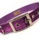 lilac sparkle metal buckle dog collar (1 inch)