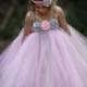 Pink and Silver (Gray) Flower Girl Tutu Dress, Rhinestone Tutu Dress, Flower Girl Tutu Dress, Silver Flower Girl Dress