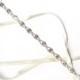 Skinny Rhinestone Ribbon Bridal Belt - Silver and Crystal Rhinestone Belt - Crystal Wedding Dress Belt - Extra Long