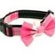 Wedding Dog Collar or Martingale with Bow Tie - Checkered Pink and White