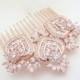 Rose Gold Bridal Hair Comb, Rose Gold Wedding headpiece, Crystal Bridal hair comb, Wedding jewelry, Rose Gold Hair clip, EMMA Hair comb