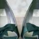 Wedge Wedding Shoes -- Pine Green Peep Toe Wedge Wedding Shoes with Off Center Matching Bow on the Toe