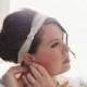 Rhinestone Tulle Bridal Headband, Wedding Headband, Jeweled Turban, Bandeau, Birdcage Blusher Veil,  No. 411, Crystal Tulle Wedding Headband