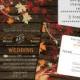 Printable Rustic Barnwood Fall leaves, Rustic fall wedding invitations and rsvp template