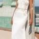 JW16061 sexy sheer top 3/4 length sleeved sheath wedding dress