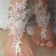 Beach wedding barefoot sandals FREE SHIP embroidered sandals, ivory Barefoot , french lace sandals, wedding anklet,