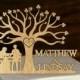 Wedding Cake Topper Silhouette and custom Mr & Mrs Personalized with first Name rustic wedding cake topper , bride and groom - Tree of life