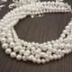 Very Elegant Wedding Bridal Multi Strand Choker Style Necklace with White Glass Pearls