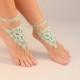 Crochet Mint Barefoot Sandals, Foot jewelry, Bridesmaid accessory, Barefoot sandles, Anklet, Wedding shoes, Beach Wedding, Summer shoes