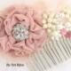 Hair Comb, Bridal, Wedding, Fascinator, Maid of Honor, Dusty Rose, Blush, Pink, Ivory, Feathers, Crystals, Pearls, Vintage Style