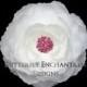 Bridal Flower Hair Clip, Wedding Hair Accessory, Bridal Headpiece - White English Rose Hair Flower Clip - Fuchsia Pink Rhinestone