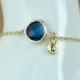 Blue Gemstones bracelet, Sapphire  birthstone bracelet, gold initial bracelet, Bridesmaid bracelet, Birthday gift, Friendship gift