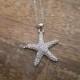 Rhinestone Starfish Necklace - Silver Starfish Necklace - Beach Wedding Necklace - Beach Wedding - Wedding Jewelry