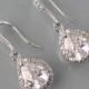 Cubic Zirconia in Rhodium Plated, Bridal Earrings, Drop Zirconia Earrings, Clear Earrings, Wedding Jewelry, Bridesmaids Gift - DK386