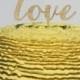 Gold LOVE Wedding Cake topper - Wooden cake topper - Engagement Cake topper