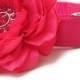 Satin Wedding Dog Collar with Flower Accessory - Fuchsia