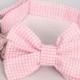 Preppy Pink Gingham Girl Bow Tie Dog Collar, Check Girl Bowtie Dog Collar, Custom Dog Collar, Preppy Dog Collar, Pink Dog Collar,