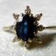 Antique Sapphire Engagement Ring One Carat Blue Sapphire Genuine Diamond Halo Engagement Ring Genuine Sapphire 14K Gold September Birthday