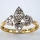 Marquise Diamond Engagement Ring, Vintage Navette Ring, 9k 9ct