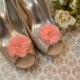 Flower Shoe Clips, Coral Flower shoe clips, shoe clips, wedding shoe clips, rhinestone shoe clips, pearl