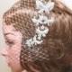 Wedding Hair Comb, Pearl Hair Comb, Butterfly Comb, Bow Headpiece, Bridal Headpiece, Rhinestone Hair Comb,Crystal Butterfly, Birdcage Veil