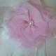 Ivory or White Ring Bearer Pillow Chiffon Flower -Light Pink