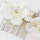 Organza Flowers Bridal Hair Comb With Pearl Sprays