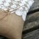 Rustic Burlap/Hessian Ring Bearer Pillow in Natural with Off  White Guipure Cotton Lace