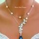 Blue Wedding Necklace Bridal Pearl Jewelry Bermuda Blue Peacock Orchid Necklace Double Strands