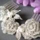 ROSELLE, Bridal Hair Comb, Swarovski Pearl and Rhinestone Wedding Bridal Hair Comb, Vintage Style Rose Bridal Comb, Wedding Hair Accessory