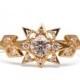 Diamond Art Deco Star Engagement Ring - Unique engagement ring, 18 Gold Star ring, unique engagement ring, antique, vintage, halo ring