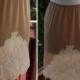Little BIRD 1960's Vintage Light Brown Nylon Mini Skirt Slip with Cream White Lace // by Contessa // size Small Short