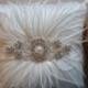 ON SALE Ivory Ring Bearer Pillow - Rhinestone Ring Bearer Pillow - Feather Wedding Pillow - Satin Ring Bearer Pillow