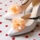 Peach Flower Shoe Clips - Wedding Shoes Bridal Couture Engagement Party Bride Bridesmaid