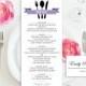 Printable Dinner Menu Lilac + Free Place Card for Wedding / Reception / Anniversary / Rehearsal - Instant download - EDITABLE PDF Template