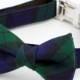 Bow Tie Dog Collar - Green and Navy Tartan