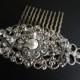 Pearl Bridal Hair Comb,Wedding Hair Comb,Bridal Rhinestone Pearl Hair Comb,Silver Hair Comb,Vintage Style,Ivory or White Pearls,Pearl,CLAUDE