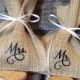 Burlap Wedding Ring Bags - Customize with your wedding date - MR & MRS Ring Bags - Ring Holder - Ring Bearer