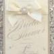 Silver sequins, NUDE, pearls and bling bridal shower invitation