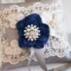 Gray & Royal Blue wedding accessory, Victorian Ring Pillow, Ring Pillow attach to dog Collar, Ring Bearer Pillow, Pet wedding accessory